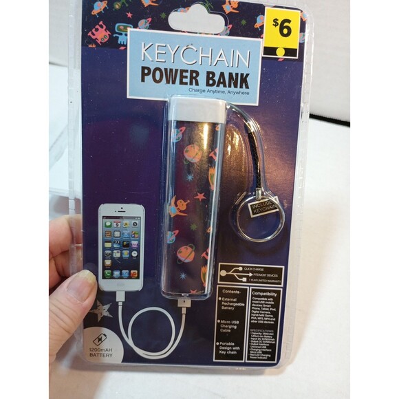 New 2 - Keychain Power Bank Quick Charge iphone Smart Device Space & Solid Pink - Picture 3 of 7